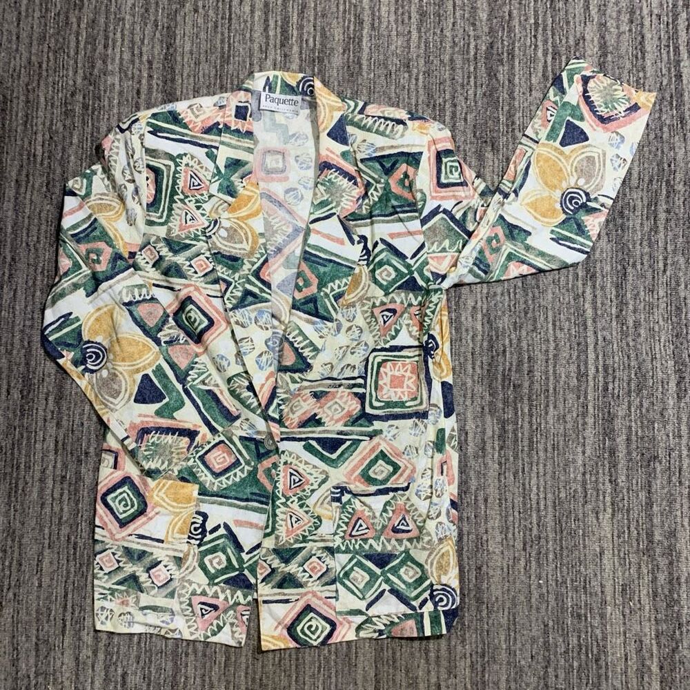 Vintage Paquette Byers California Womens Medium Geometric Abstract Blazer Jacket